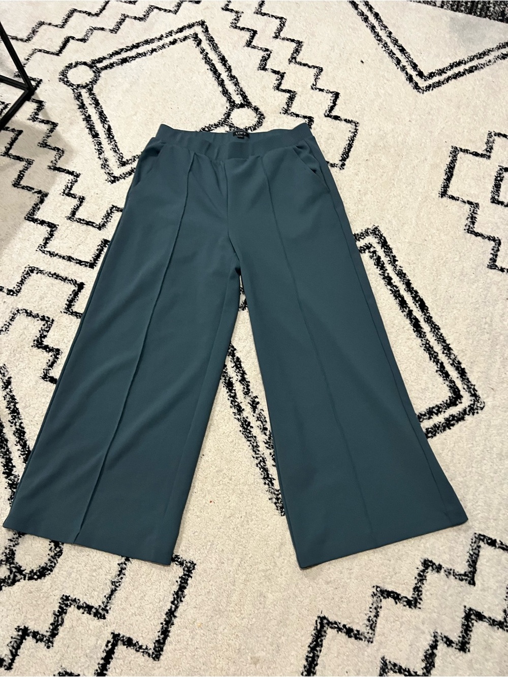 LOFT Wide-Leg Ponte Pants in Teal Green